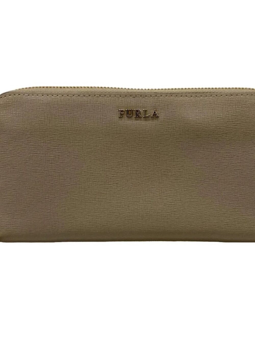 FURLA Gray Beige Leather Long Wallet